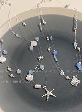 海的女儿！海星贝壳珍珠项链女海边度假风独特2025新款氛围感配饰