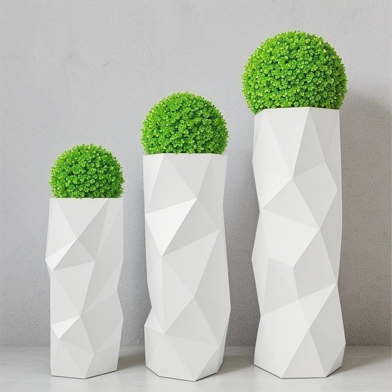 现代玻璃钢落地花瓶商场酒店美陈装饰品不规则柱子花钵售楼处花器,家居饰品,花瓶,淘宝优惠券,粉丝福利购,淘宝优惠卷