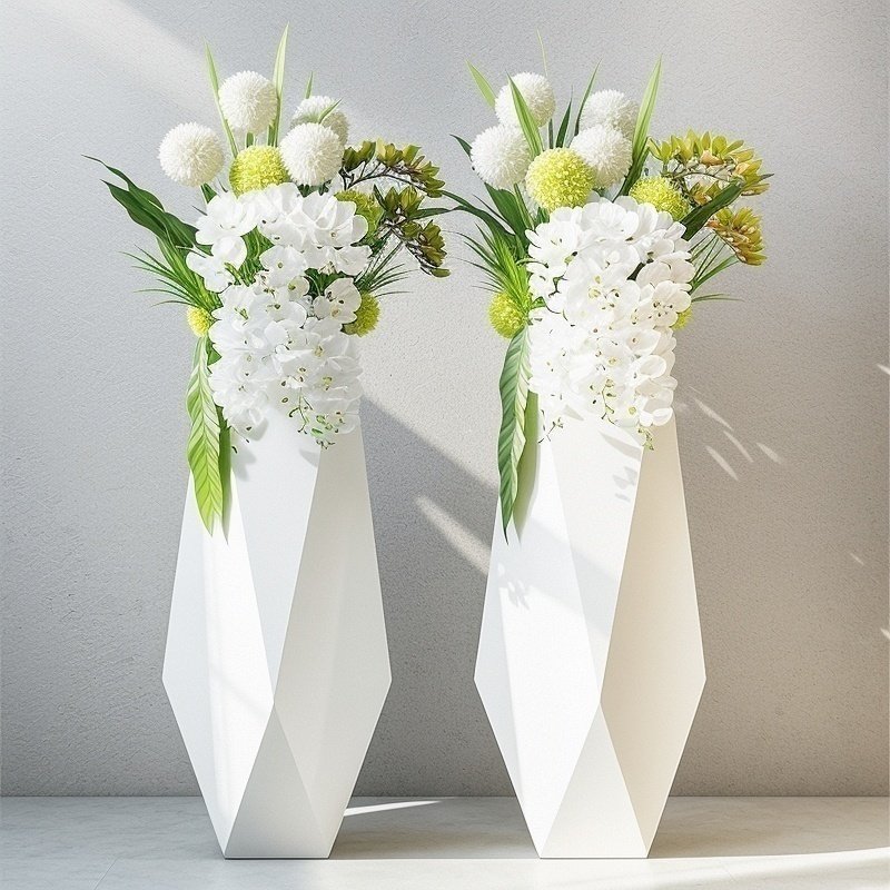 美陈玻璃钢落地花瓶现代商场酒店装饰品菱形花盆售楼处插花艺花器,家居饰品,花瓶,淘宝优惠券,粉丝福利购,淘宝优惠卷