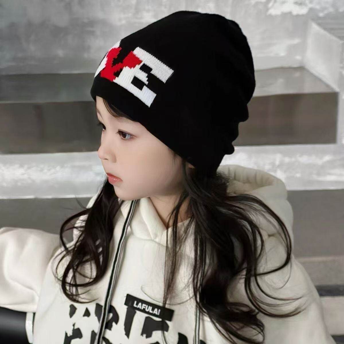 韩国潮童儿童帽子街头痞帅男童女童针织毛线帽设计感包头帽冷帽