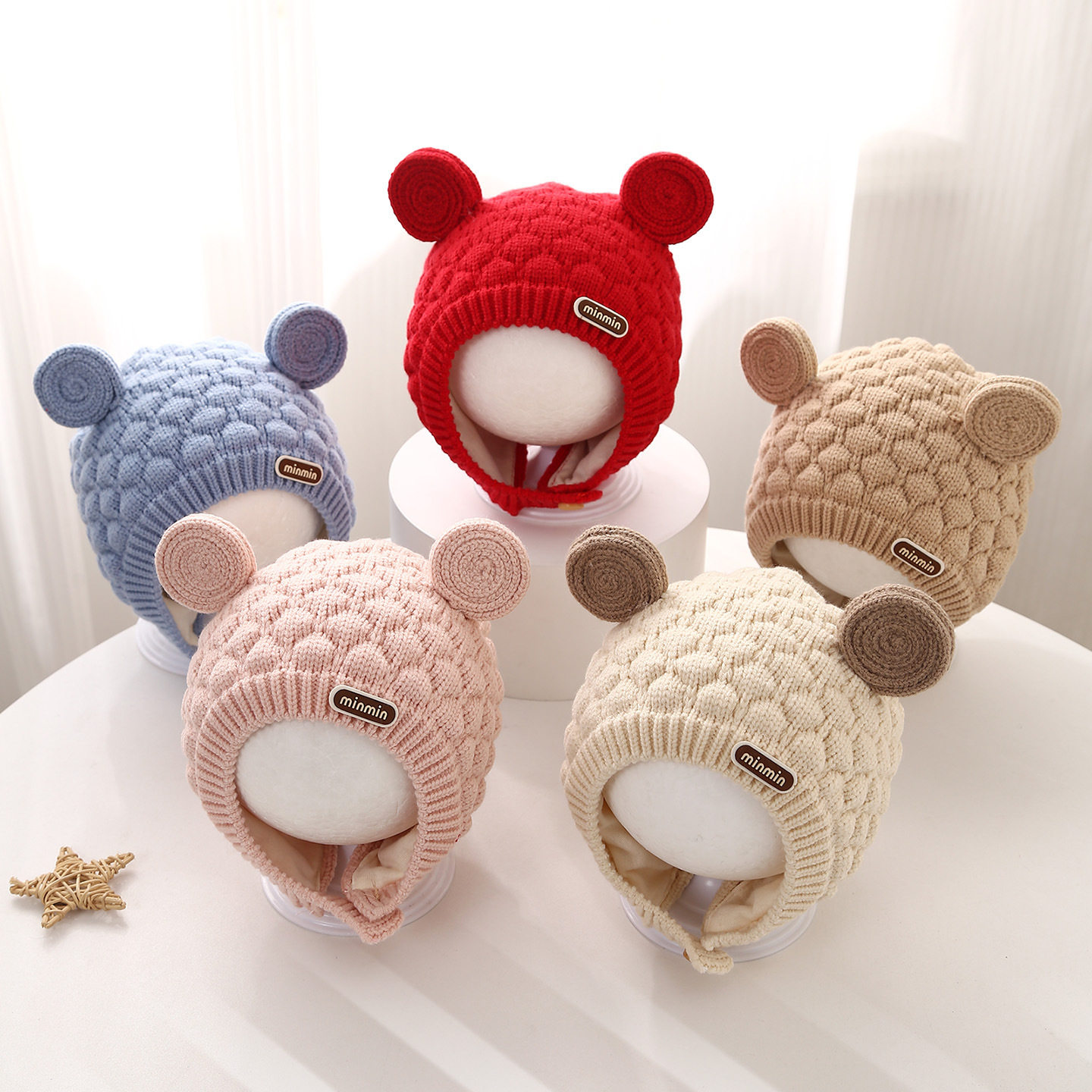 婴儿帽子秋冬季新款可爱宝宝双球护耳帽男女童保暖防风针织毛线帽,童装/婴儿装/亲子装,帽子,淘宝优惠券,粉丝福利购,淘宝优惠卷