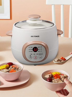 天际全自动白瓷电炖锅宝宝迷你隔水炖盅多功能煮粥炖汤燕窝1LBB粥