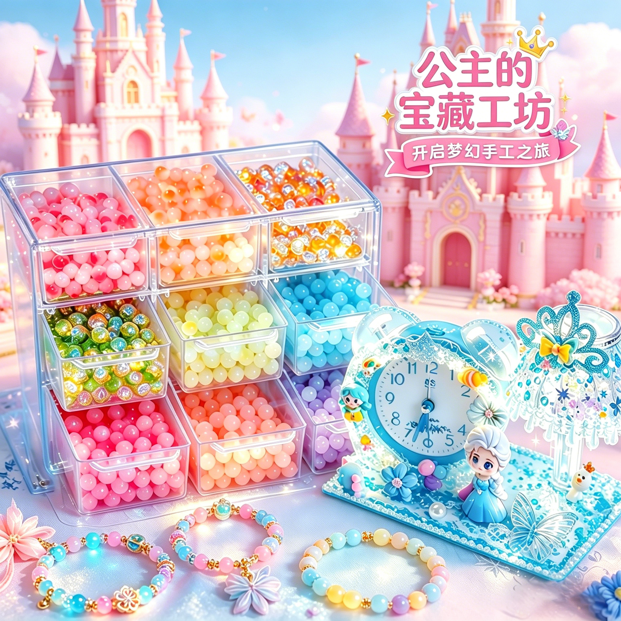 女童冰雪手链串珠DIY生日礼物