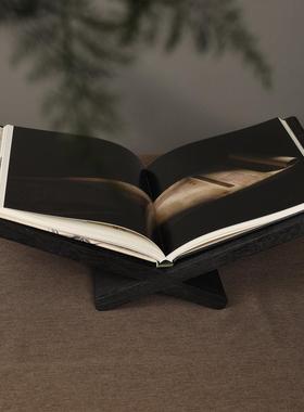 现代诧寂新中式碳化木杂志架书架样板间售楼处书房会所餐厅装饰品