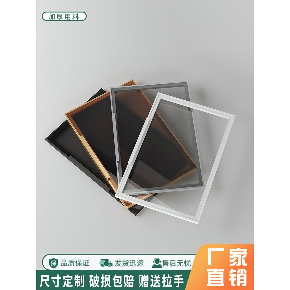 极简玻璃柜门窄边铝框上下翻玻璃门餐边橱柜酒柜书柜门衣柜移门