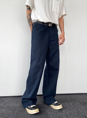 BasicMatch米白色/海军蓝色/棕色/黑色宽松休闲裤直筒长裤