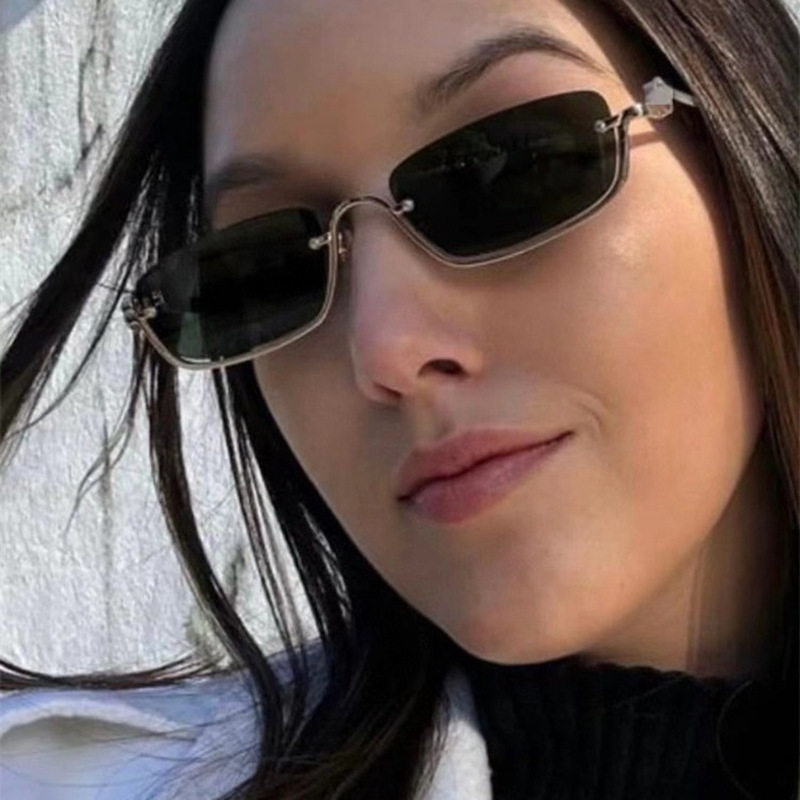 法国george melis方形小框太阳镜下半框新款太阳眼金属太阳眼镜