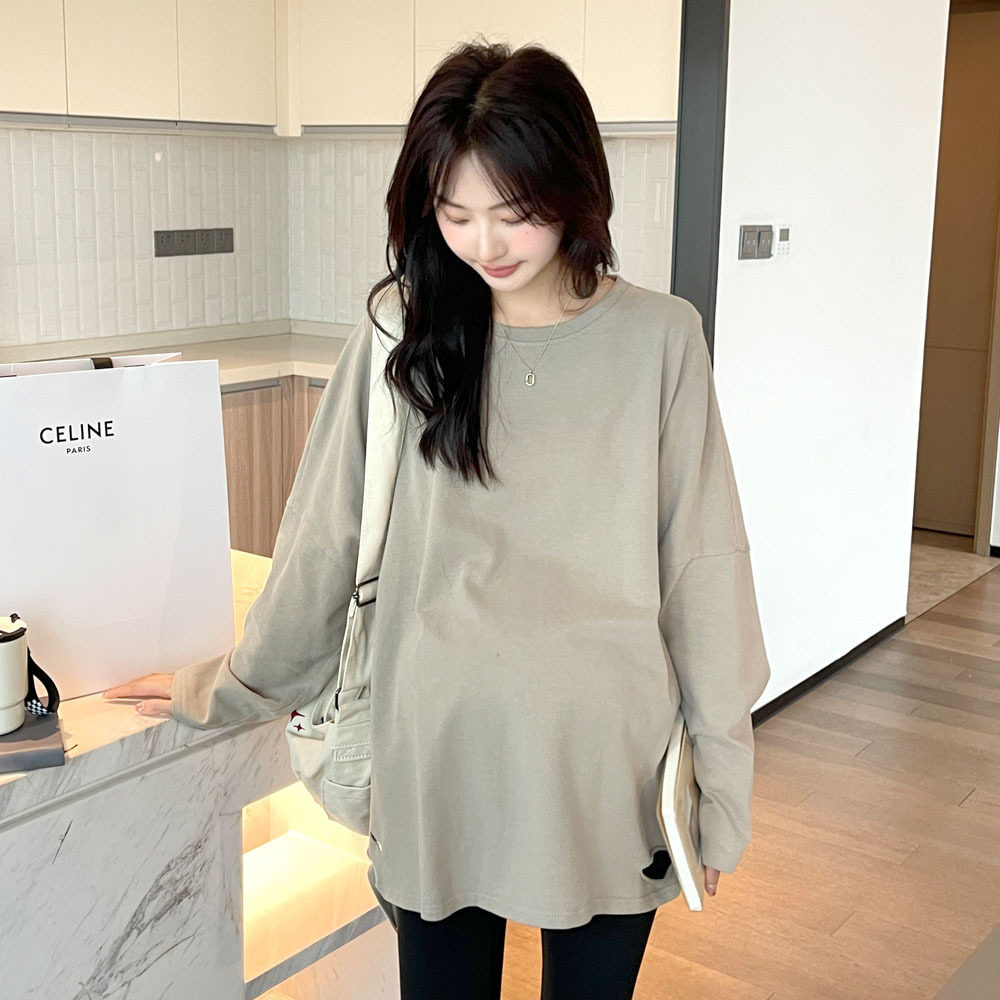 法国entle motto春秋新款孕妇装宽松大码显瘦洋气圆领长袖t恤时尚