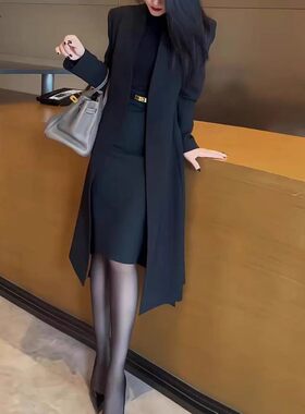 法国george melis御姐范中长款外套修身打底衫半身裙显瘦女潮