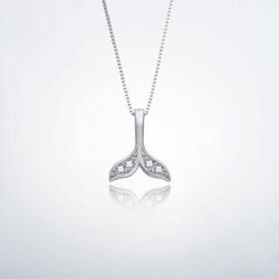 法国george melis人鱼尾银项链女时尚个性s925锁骨链锆石海豚