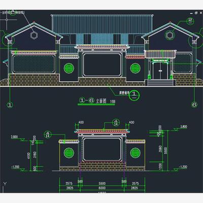 云南大理白族民居住宅四合院一颗印三坊一照壁墙建筑CAD施工图纸