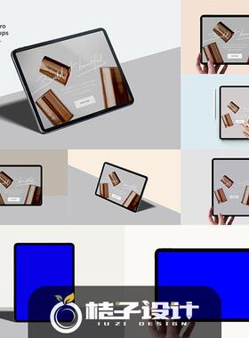 手持ipad pro平板电脑UI设计展示效果VI智能贴图ps样机设计素材79