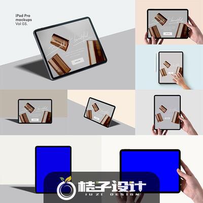 手持ipad pro平板电脑UI设计展示效果VI智能贴图ps样机设计素材79