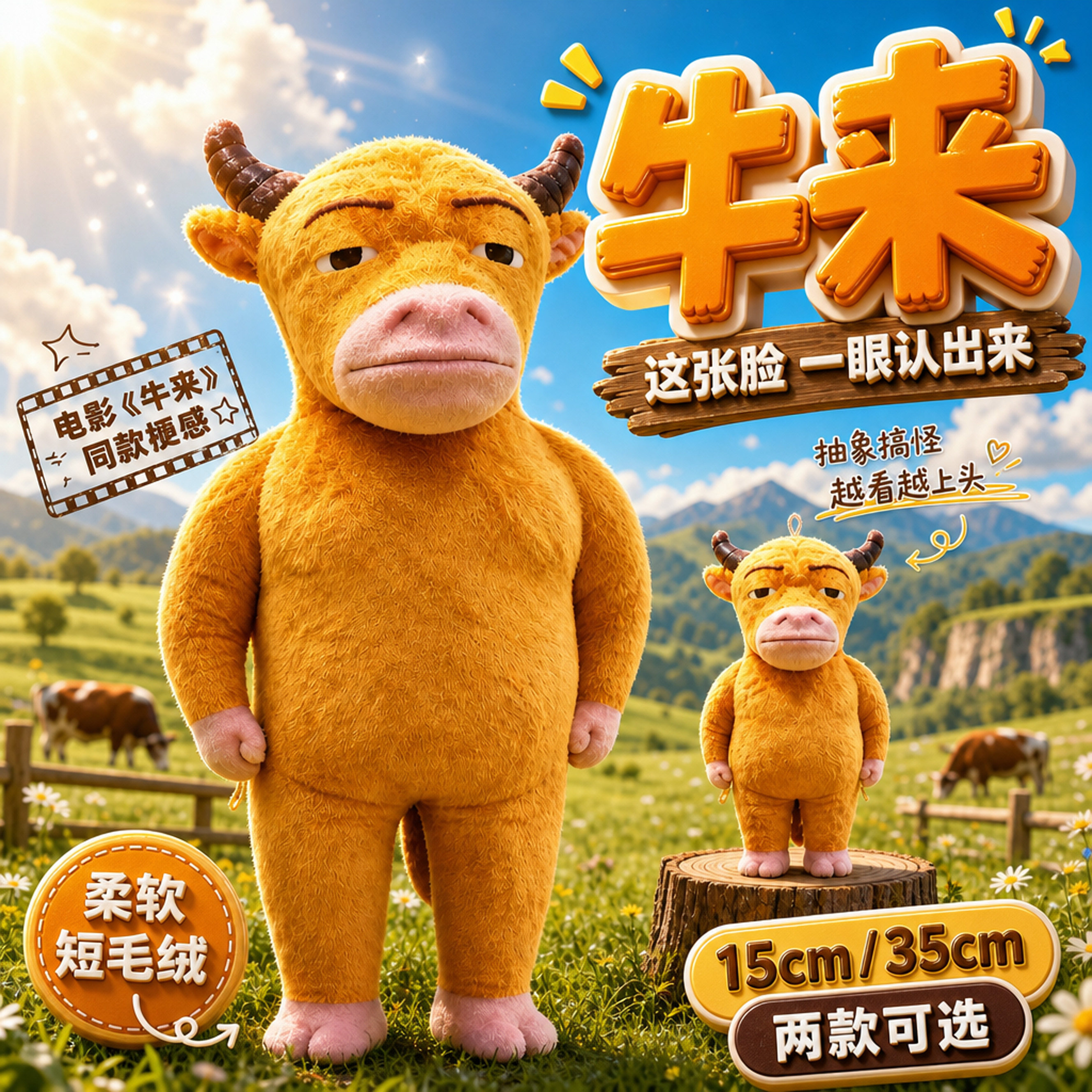牛来挂件电影周边同款手办儿童抽象趣味公仔娃娃恶搞礼物毛绒玩偶