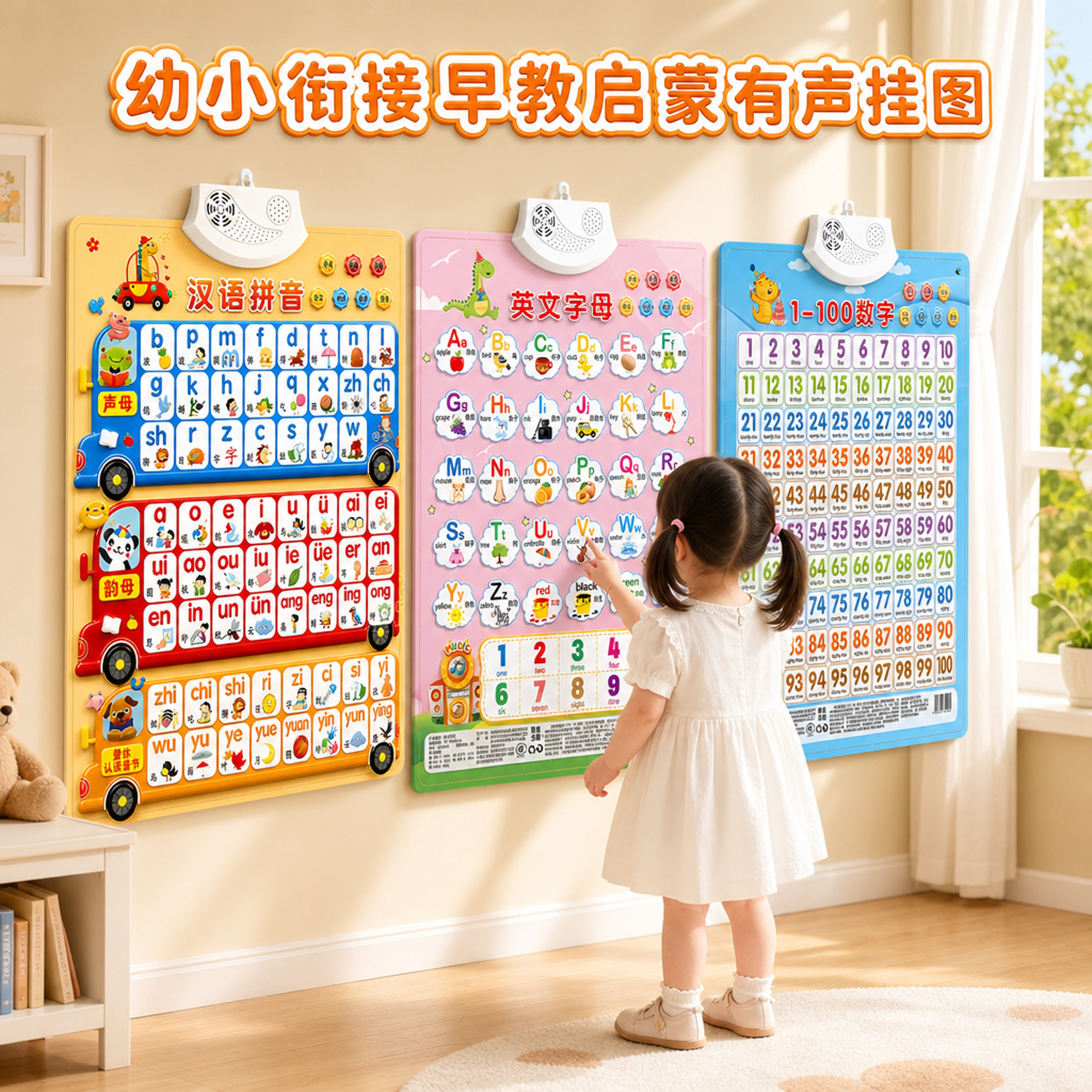 汉语拼音挂图一年级幼小衔接发声韵母音标字母表认知卡片训练神器
