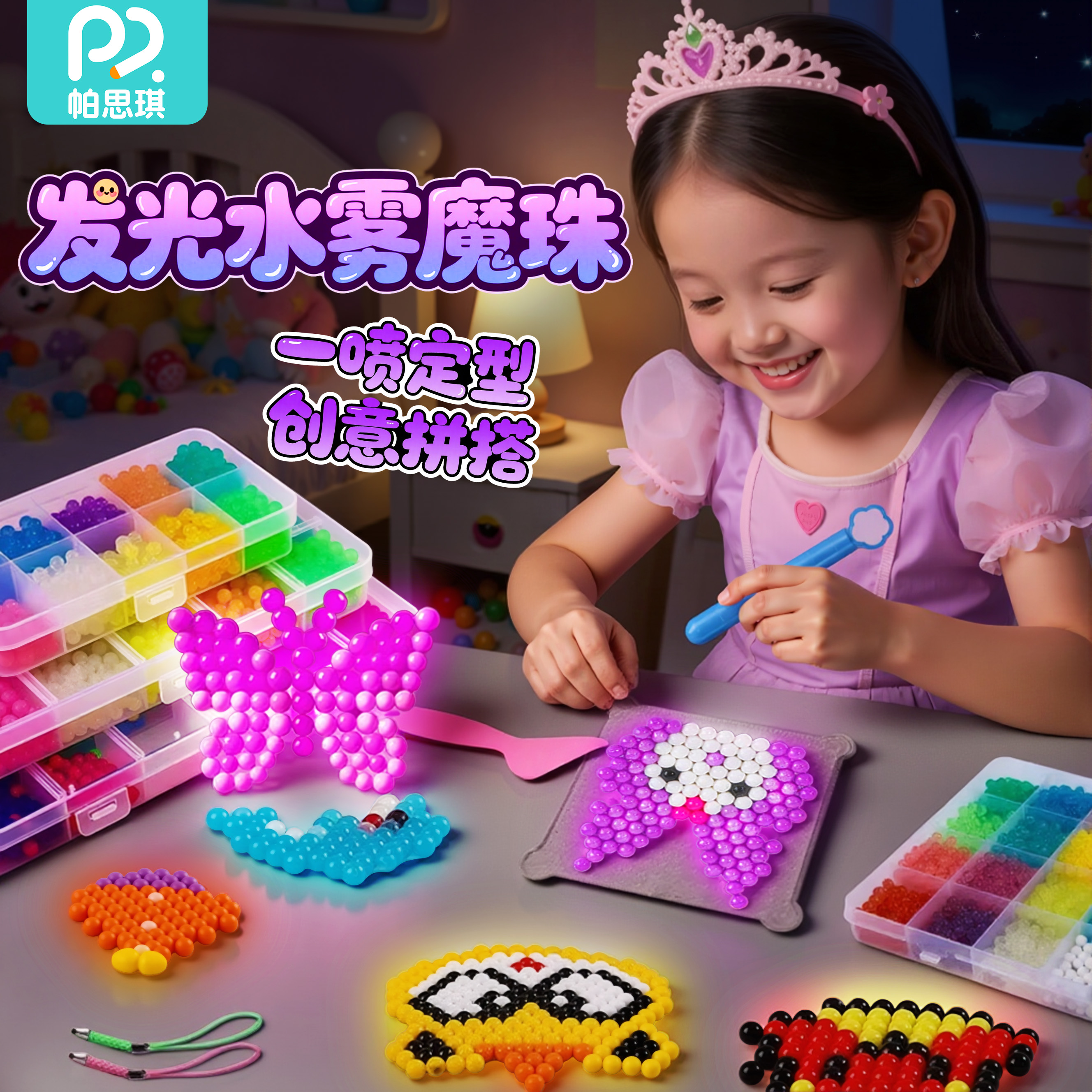 夜光水雾魔珠神奇透明拼豆豆