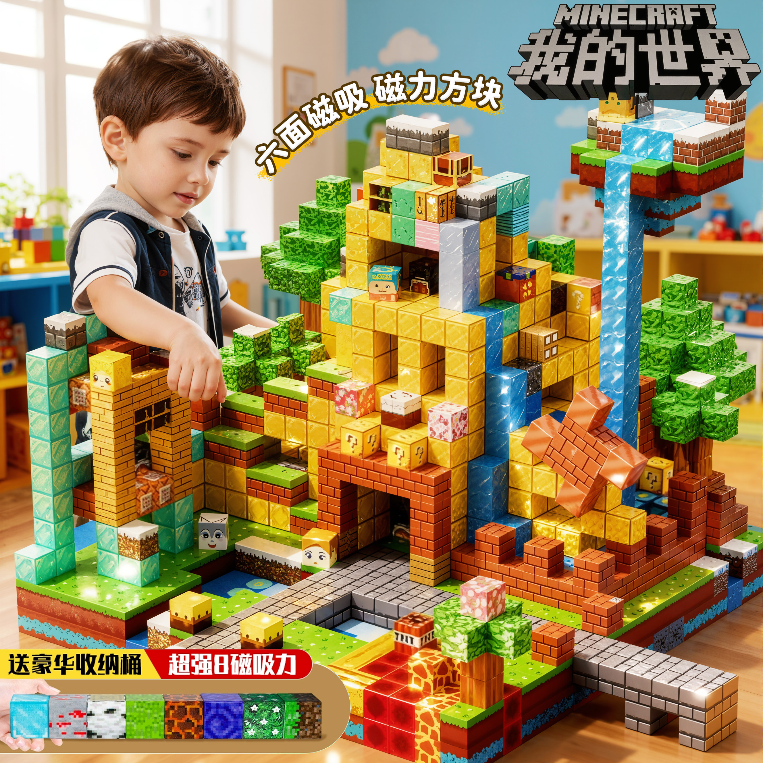 我的世界MC磁力方块积木女孩礼物