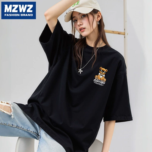 Детская хлопковая летняя футболка для влюбленных для школьников, короткий рукав, с вышивкой, подходит для подростков, свободный крой