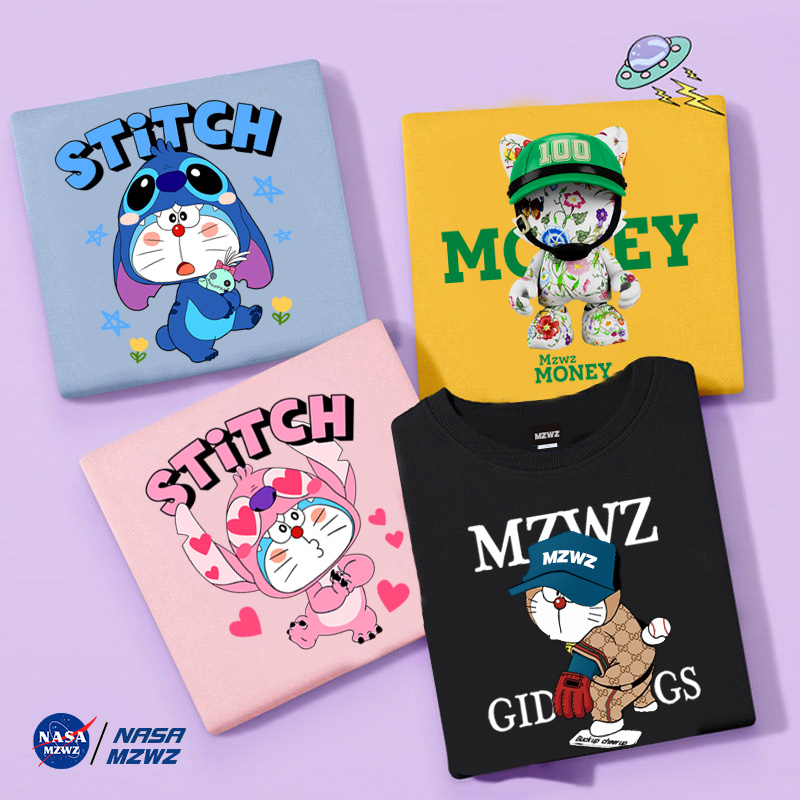 多啦A梦联名定制情侣t恤男女机器叮当猫正肩网红ins超火不一样