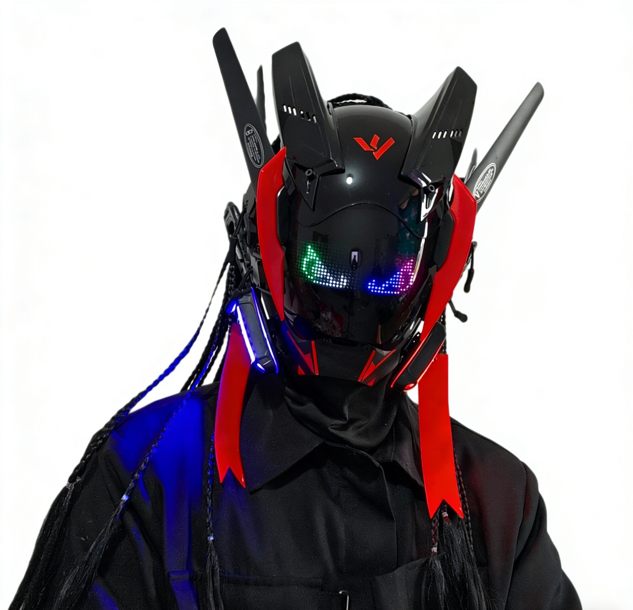 赛博朋克面具武士科幻装备机械头盔万圣节派对音乐节道具