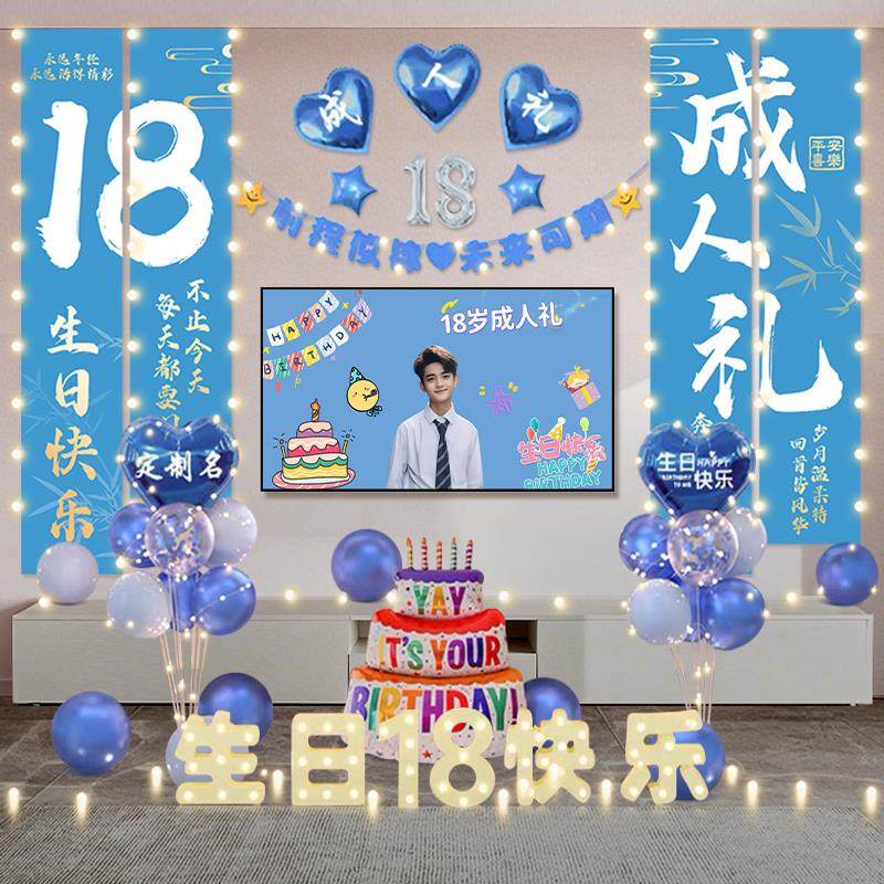 18岁成人礼生日装饰挂布场景布置气球仪式感男女孩派对投屏背景墙,节庆用品/礼品,装扮布置套餐,淘宝优惠券,粉丝福利购,淘宝优惠卷