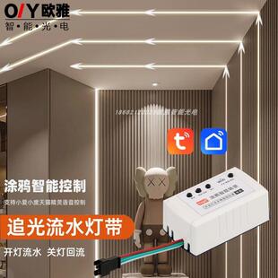 涂鸦24V单色追光流水灯带控制器智能语音家用自粘流星雨LED线条灯