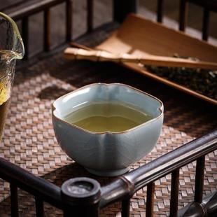四方杯汝瓷茶杯碗 汝窑主人杯个人专用杯子品茗杯陶瓷功夫单杯套装