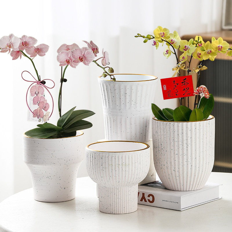 北欧花盆陶瓷简约大口径创意家用桌面摆件蝴蝶兰吊兰绿植多肉花盆,家居饰品,桌面摆件,淘宝优惠券,粉丝福利购,淘宝优惠卷