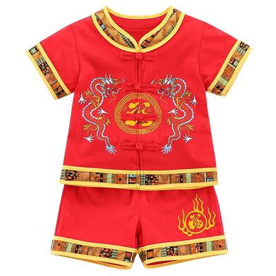 男宝复古国风唐装薄款夏季抓周服