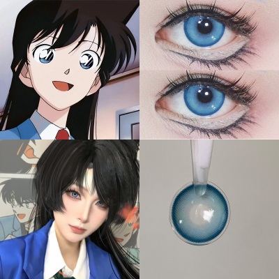 小兰cos美瞳日抛蓝色名侦探毛利兰漫展紫彩色隐形眼镜带度数馨qb
