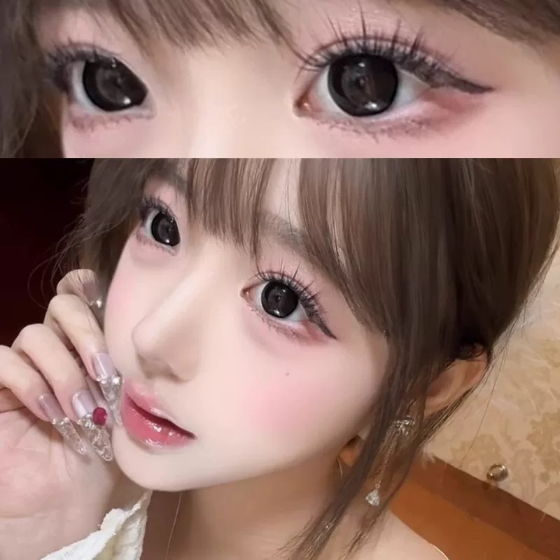 美瞳半年抛黑色伪素颜大小直径