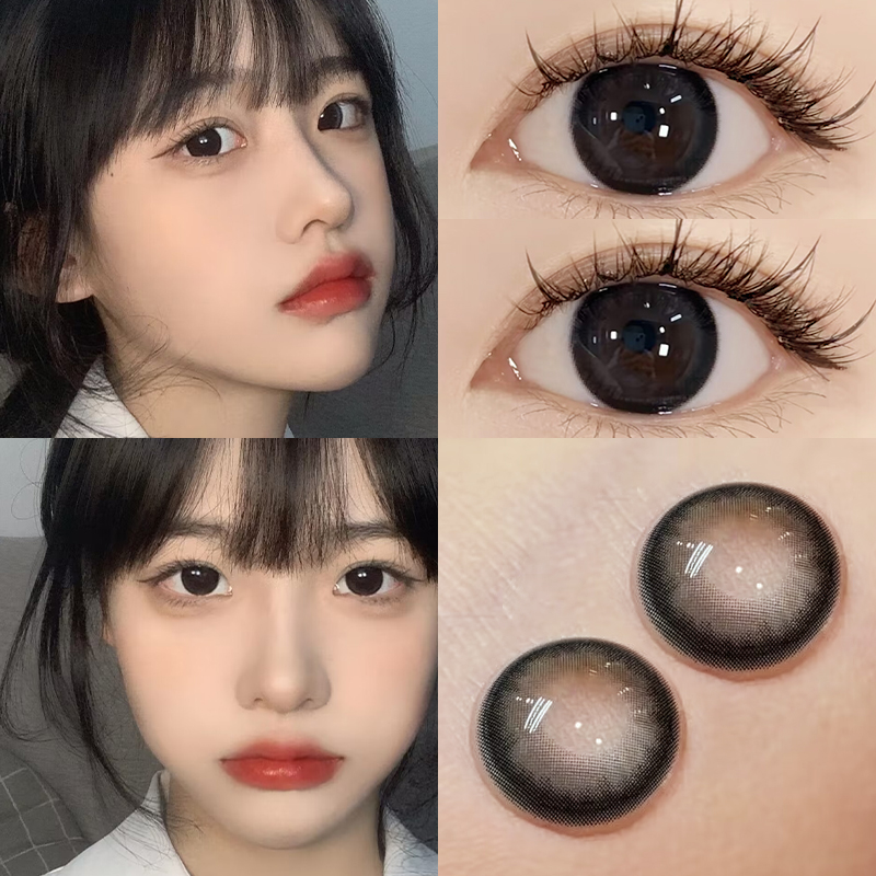 新款黑色美瞳三明治工艺+自然日常大直径半年抛近视隐形眼镜AXO