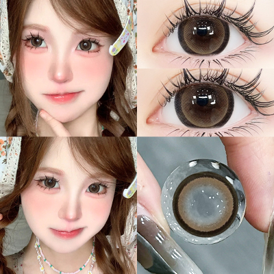 棒棒糖棕美瞳狗狗眼唐纳滋灰大直径14.5mm近视隐形眼镜半年抛女TN