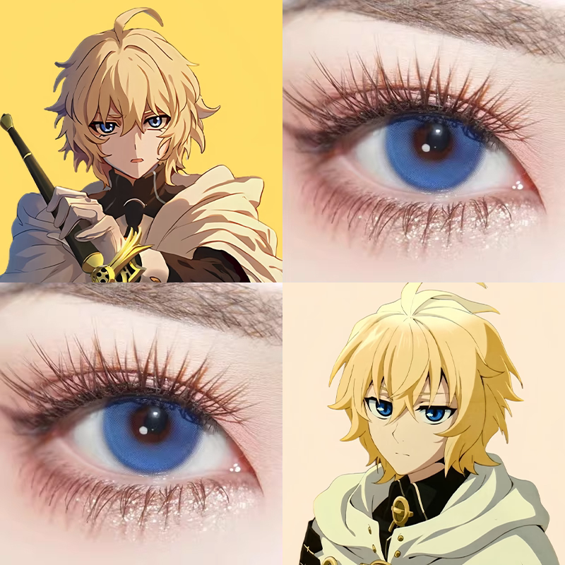 终结的炽天使米迦尔cos美瞳日抛景泰蓝色显色动漫展1:1隐形眼镜gt