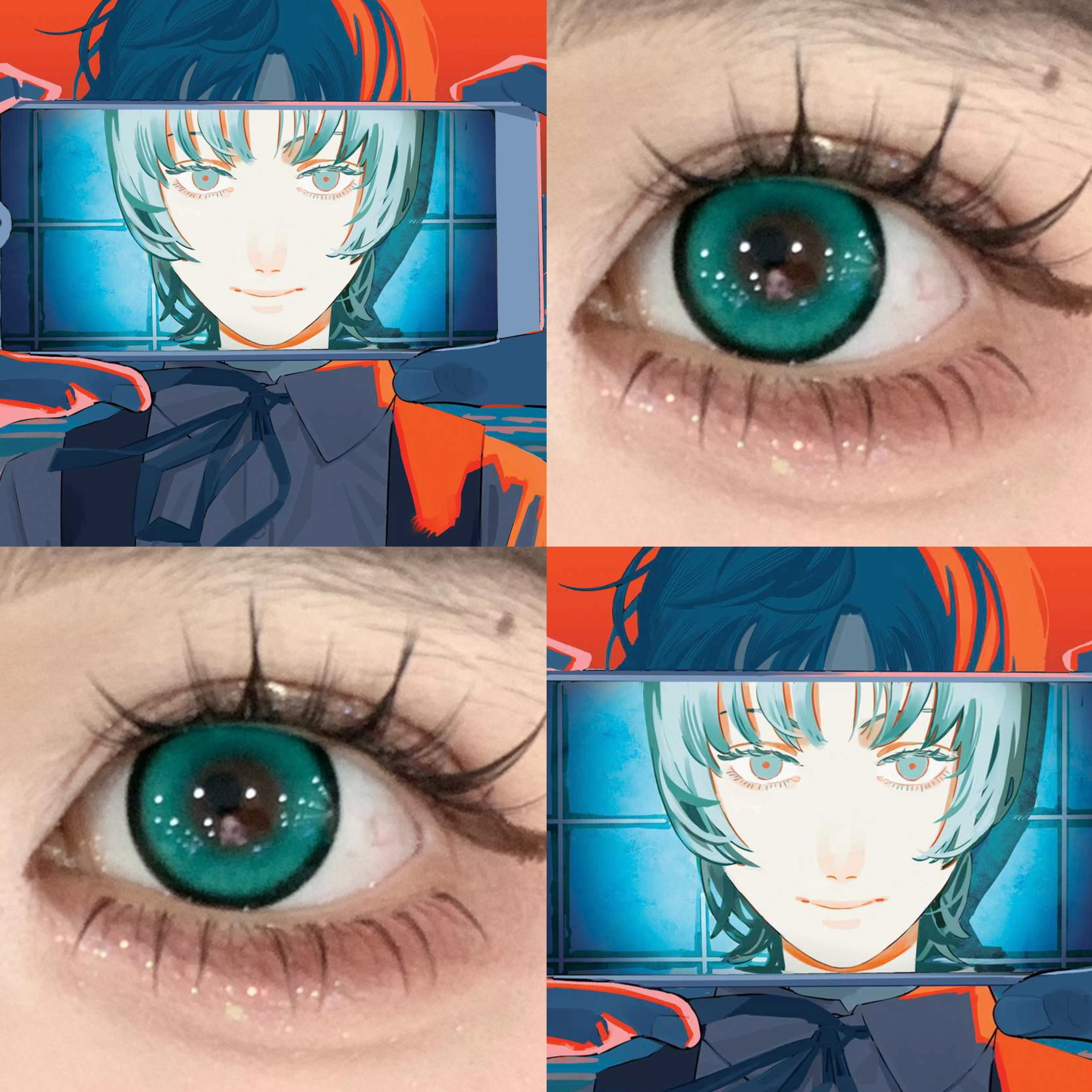 再见绘梨cos美瞳日半年抛青色水水森绿香草绿铛铛绿天水碧显色gt