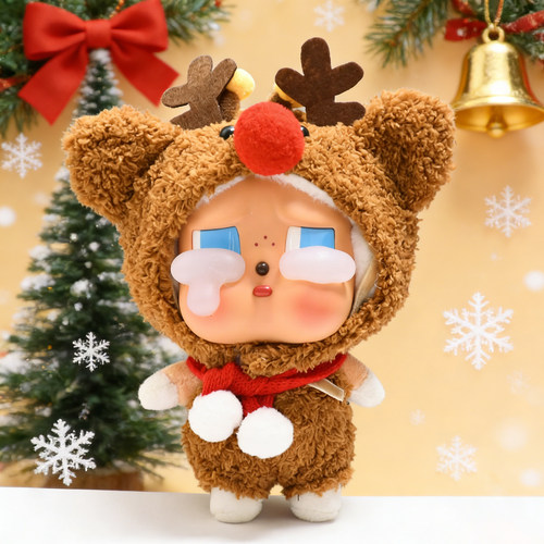 圣诞麋鹿毛绒娃衣连帽哭娃眼泪