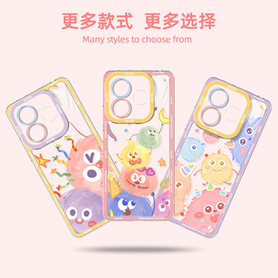 适用于红米turbo5max手机壳新款女note13pro全包防摔12turbo高级透明软壳11pro软硅胶10tpro套9后盖可爱毛球