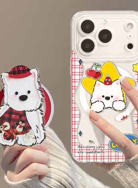 新款适用于苹果17promax手机壳女iphone16透明磁吸14plus带支架ip15防摔硅胶12pm网红款小狗13/11防摔保护套