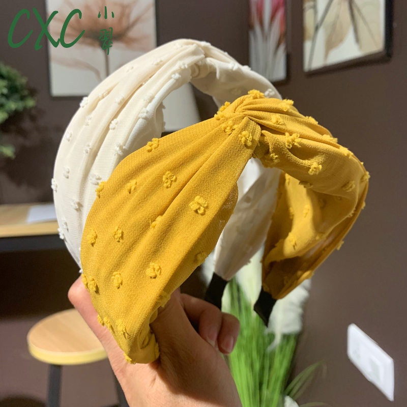 点点宽边打结交叉发箍韩版ins网红压发头箍布艺纯色百搭头饰发卡