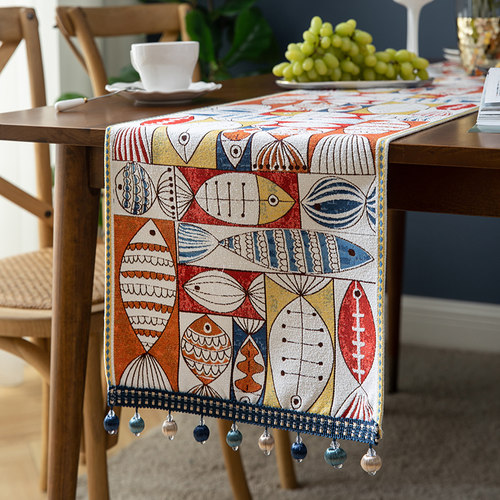 桌旗中式新中式简约桌布装饰刺绣