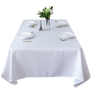 白色纯色桌布布艺酒店西餐婚庆会议宴会圆桌欧式拍照背景餐厅桌布