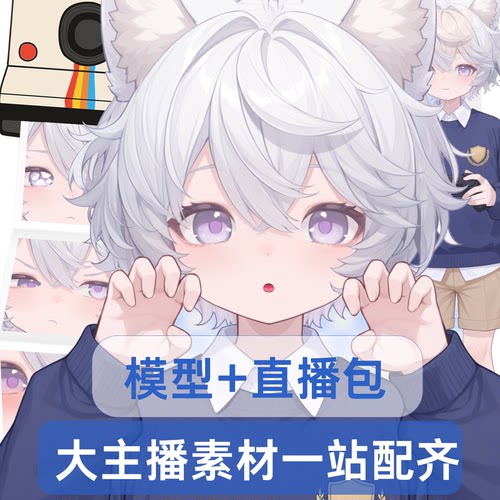 live2d虚拟主播成品公皮校服英短猫抖音直播虚拟形象设计虚拟主播