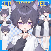 live2d虚拟主播成品公皮男紫猫正太皮套抖音直播虚拟形象设计主播