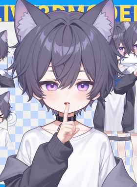 live2d虚拟主播成品公皮男紫猫正太皮套抖音直播虚拟形象设计主播