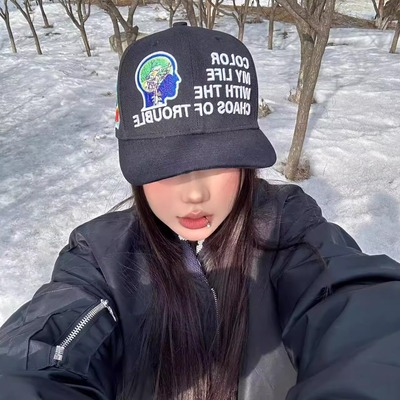 GN美式休闲大脑棒球帽百搭刺绣女