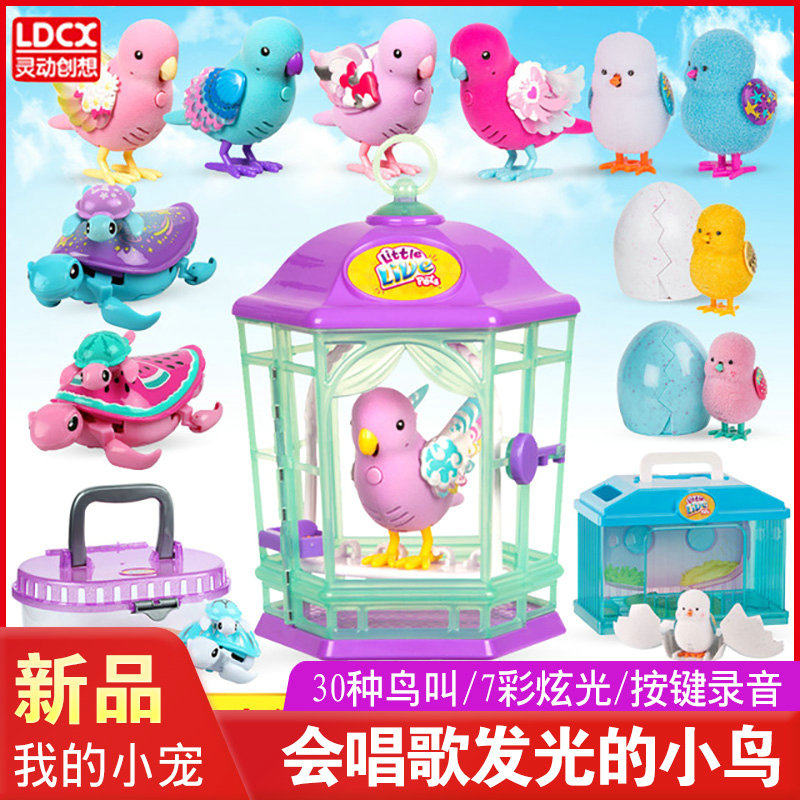 灵动创想我的小宠鸟会发光唱歌玩具儿童蛋孵化小鸡女孩子电动小狗