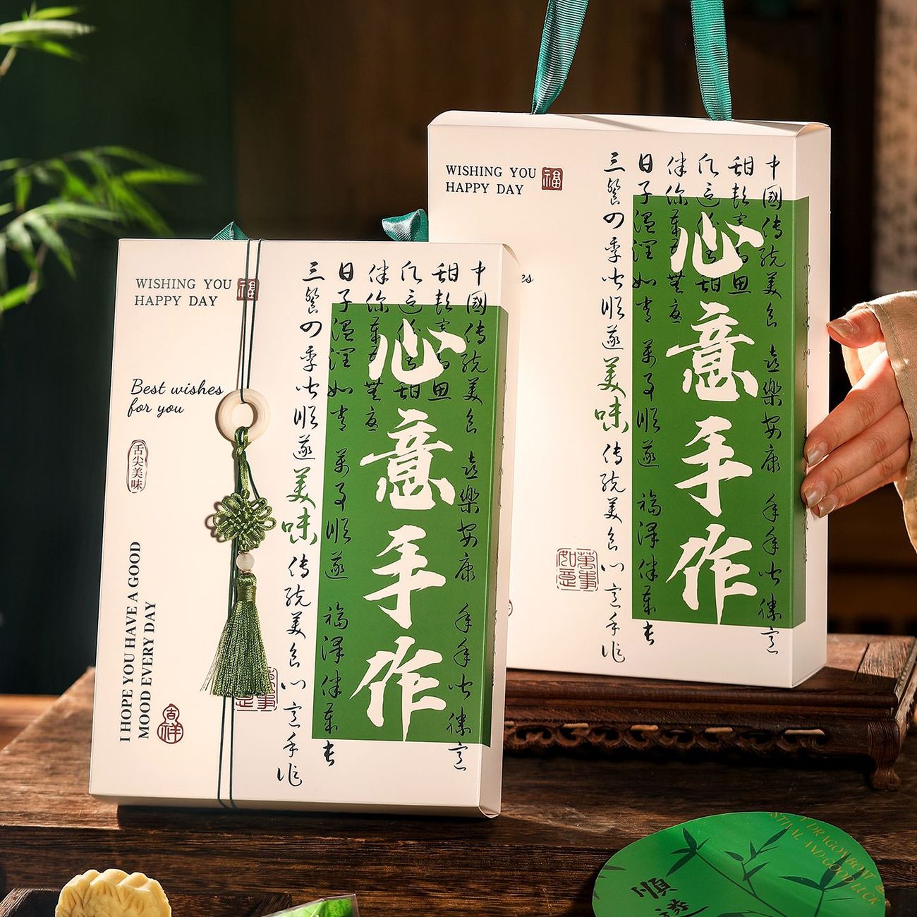 新款端午绿豆糕包装盒6粒蛋黄酥盒子绿豆冰糕中秋礼盒空盒月饼盒