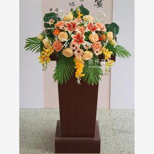 高档演讲台会议发言台迎宾区装饰主席台仿真花艺司仪台挂式假花艺