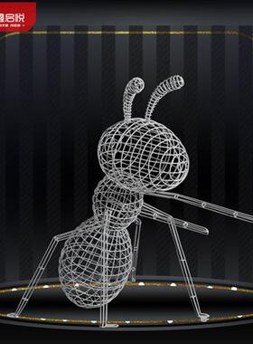 户外不锈钢镂空蚂蚁雕塑售楼花园林铁艺发光仿真昆虫景观装饰摆件