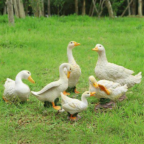 玻璃钢彷真鸭子雕塑户外公园装饰品绿头鸭番鸭白鸭摆件家禽大模型